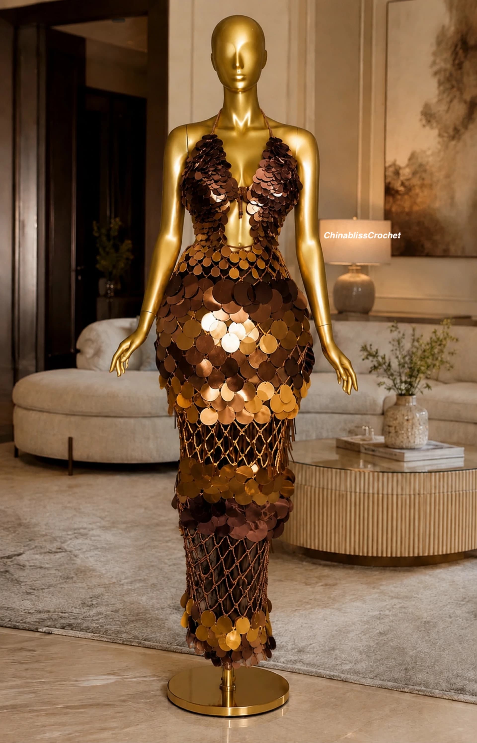 Mocha Luxe Sequin Dress